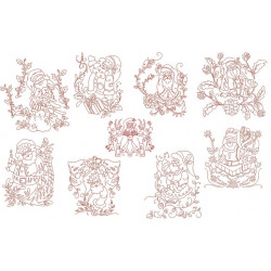 Stickserie - Decorative Santa Redwork